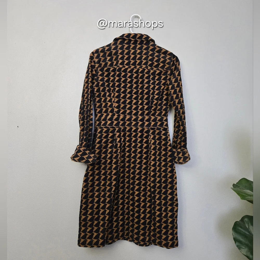 BODEN Flora Geometric Corduroy Shirt Dress